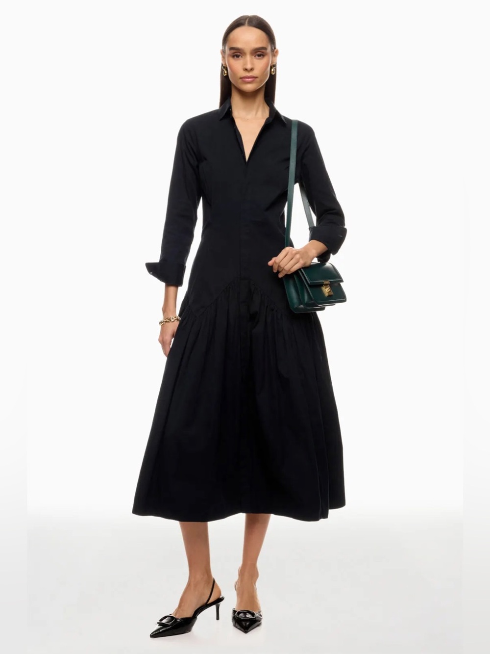*Flawed RTR Polo Ralph Lauren Black Long Sleeve Day Dress (0538)